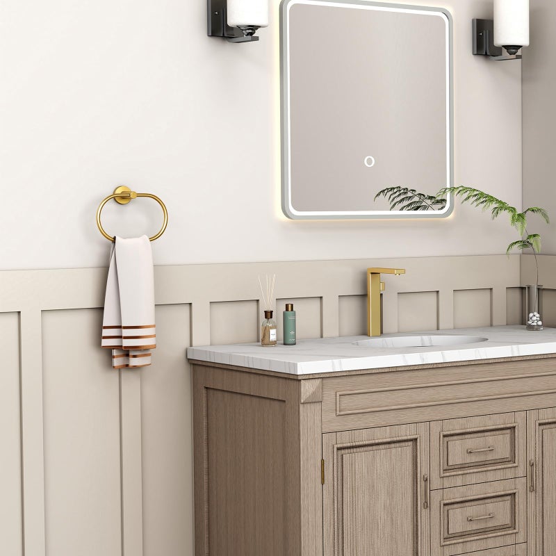 Angle Simple Towel Ring Brushed Dark Gold, SUS 304 Stainless Steel Swivel Hand Towel Holder for Bathroom Wall Mount - Image 3